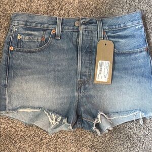 Levi's Blue Jean Shorts Distressed High-Waisted